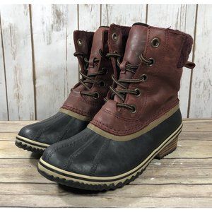 Sorel Slimpack II Waterproof Duck Boots Womens Size 8 Leather Rubber Quilted